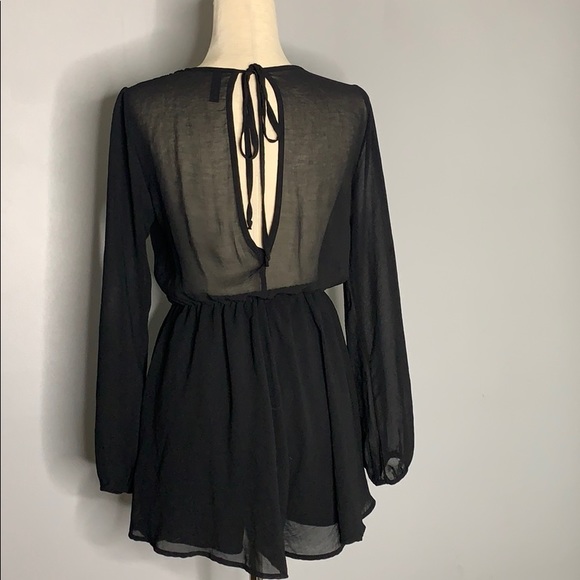 Final Touch Sheer Black Long Sleeve Romper Small - Picture 6 of 10